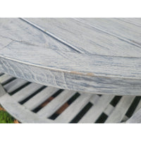 'Arbor' Gray Teak Round Coffee Table w/ Shelf by Janus et Cie