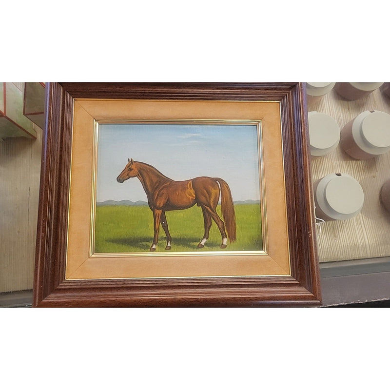 Horse Painting in Brown Frame