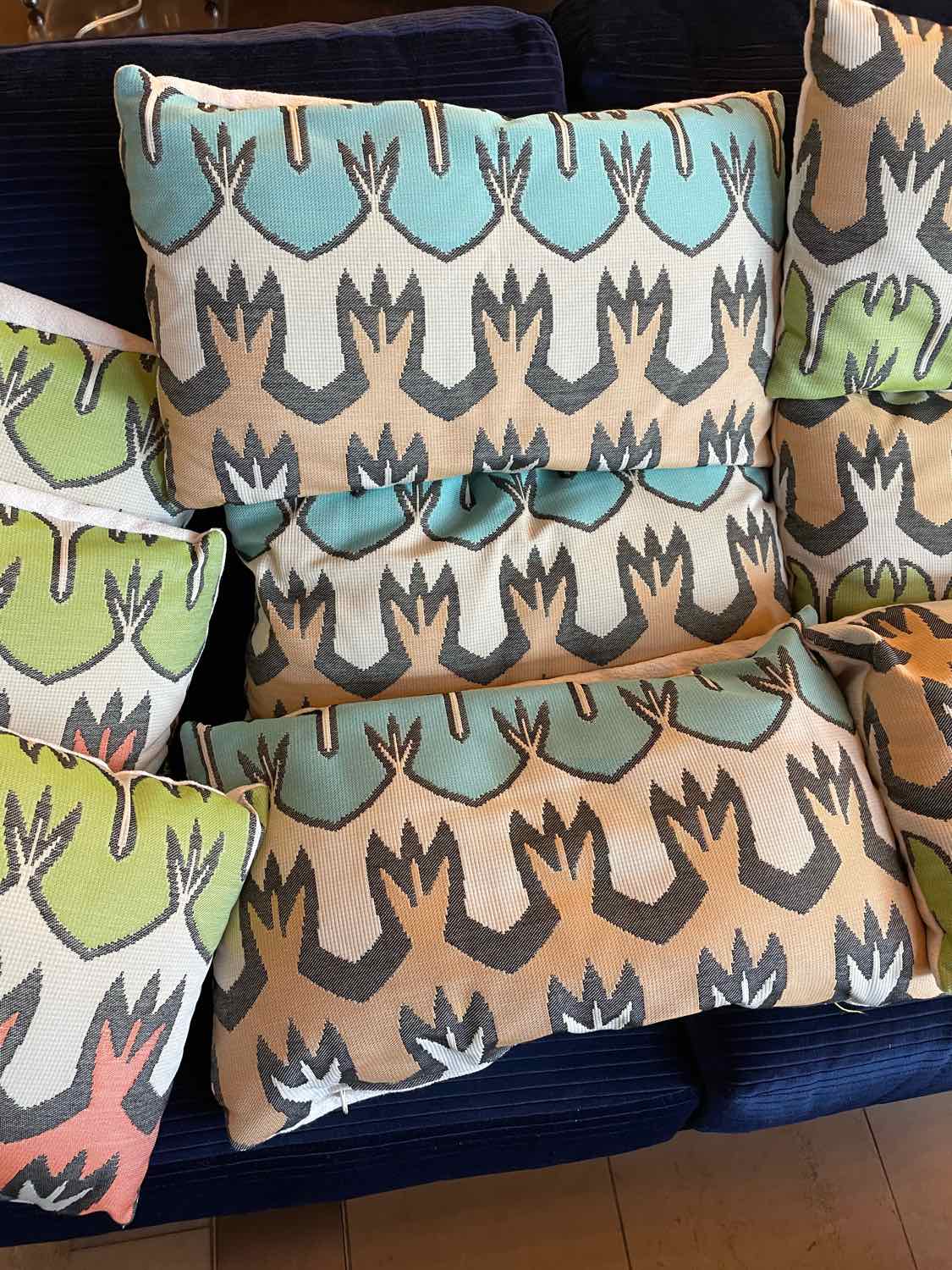 Blue & Amber Missoni Style Lumbar Pillow