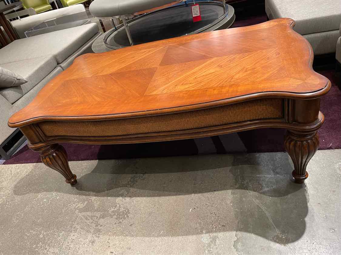 British Colonial Rectangular Raffia Coffee Table (AS IS)