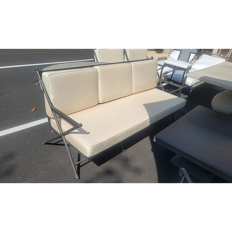 'Balta' Dark Gray Metal Sofa w/ Ivory Cushions by Made Goods