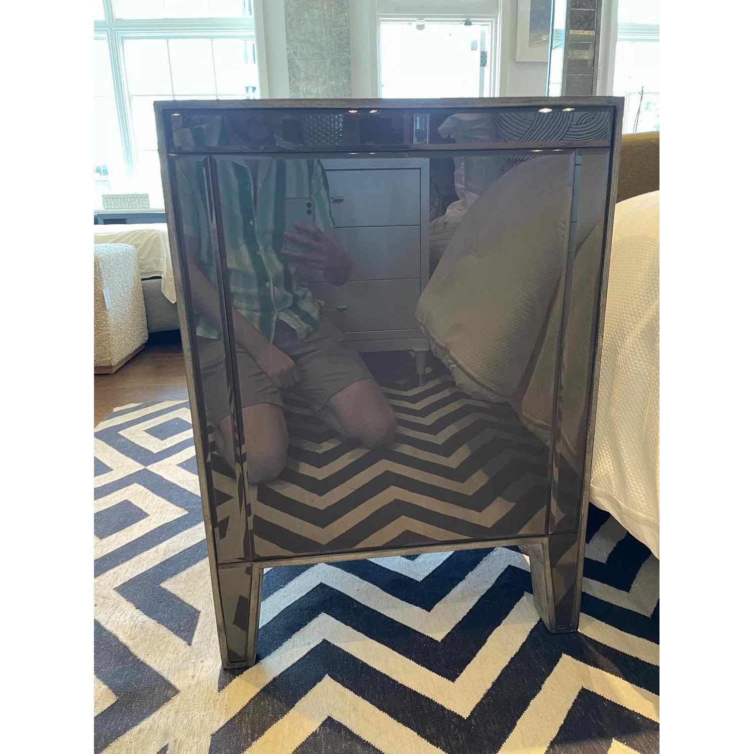 PAIR of Gray Glass 2-Drawer Nightstands Attrib. to Arhaus