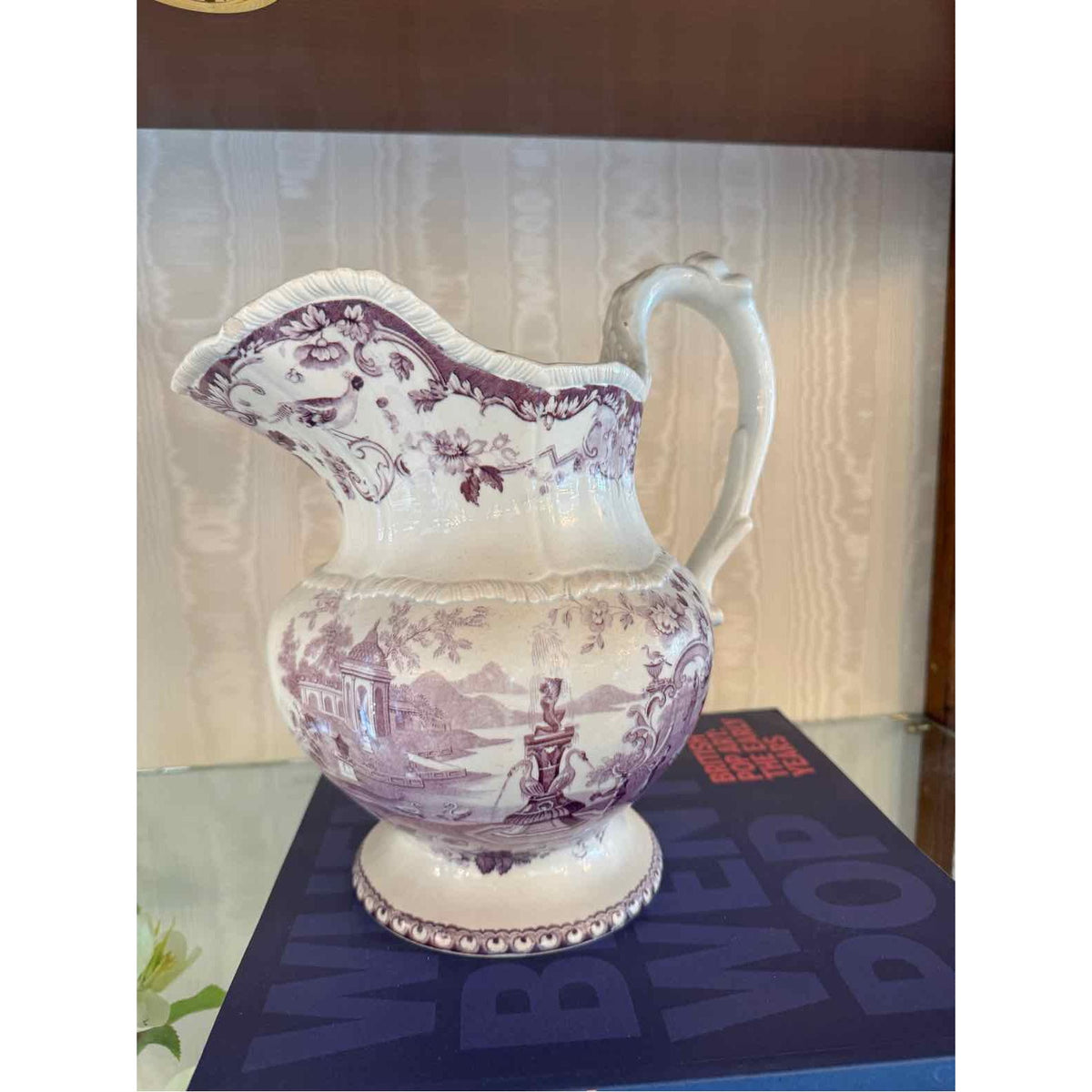 Antique Purple Transferware Porcelain Jug - colletteconsignment.com