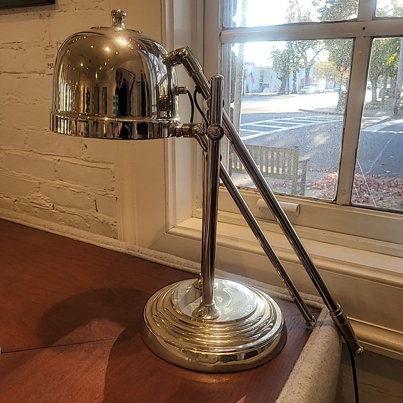 Polished Nickel Desk Lamp w/ Articulating Arm and Dome Shade