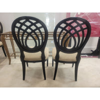 SET of 6 Italian Ebony Chairs w/ Fabric Seats by Costantini Pietro - colletteconsignment.com