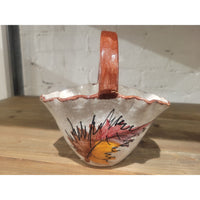 SET of Florentine Originals Painted Leaf Ceramic Vase & Basket
