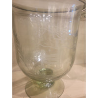 PAIR of Etched Glass Hurricanes w/ Equestrian Jumper Design