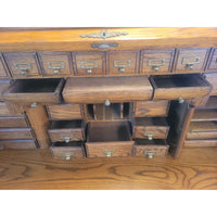 Early 20th C Edwardian Oak Roll Top Desk