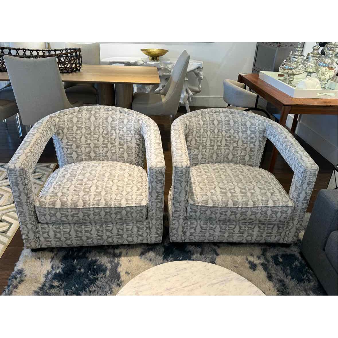 Pair of Bernhardt Interiors Gray & White Armchairs