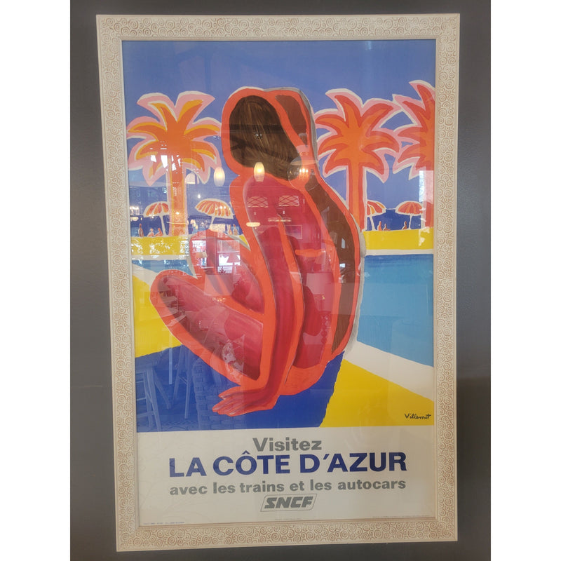 'Visitez La Cote D'Azur' 1968 Poster by Bernard Villemot in Frame - colletteconsignment.com