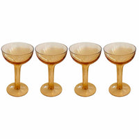 Set of 4 Vintage Orange Crystal Champagne Coupes