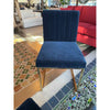 Pair of Goldfinger Dining Chairs in Navy Suede w/ Shiny Brass Legs