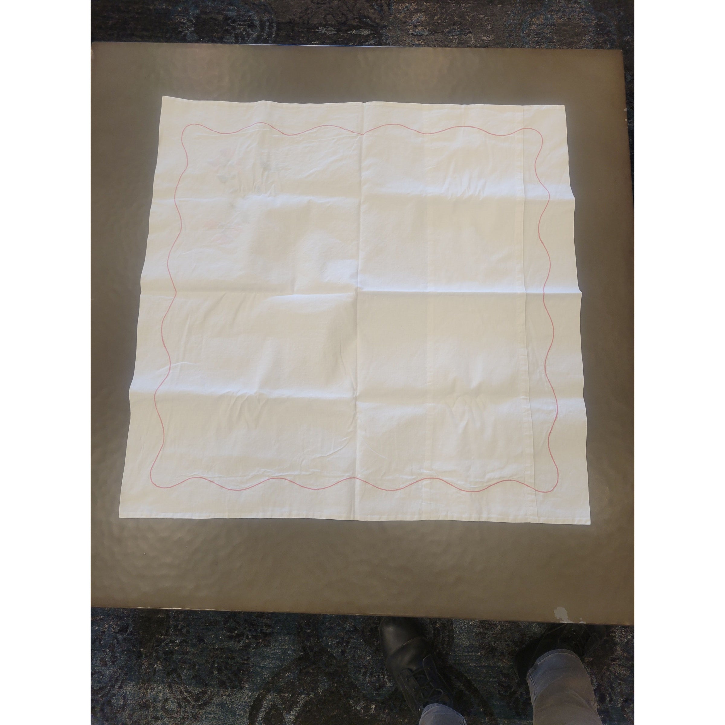 Flower Embroidered Linen Set: King-Sized Sheet & 2 Square Shams (AS IS) - colletteconsignment.com