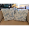 PAIR of Custom Light Blue & Gray Floral Print Square Pillows