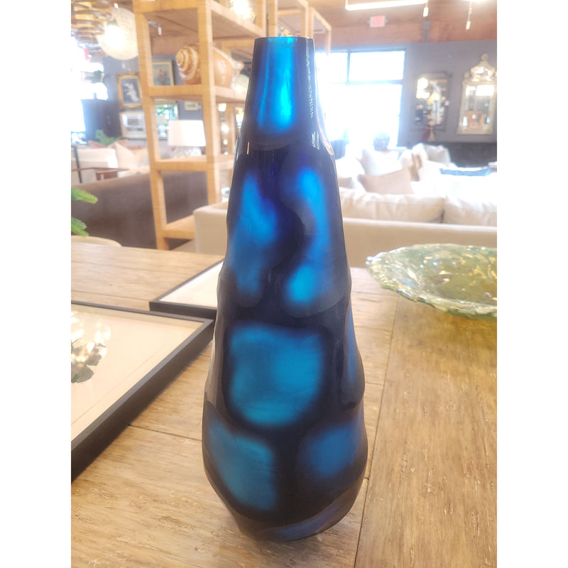 SET of 3 Blue Art Glass Vases - colletteconsignment.com