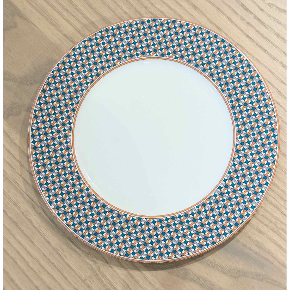 Hermes Tie Set Porcelain Salad / Dessert Plate w/ Green Trim