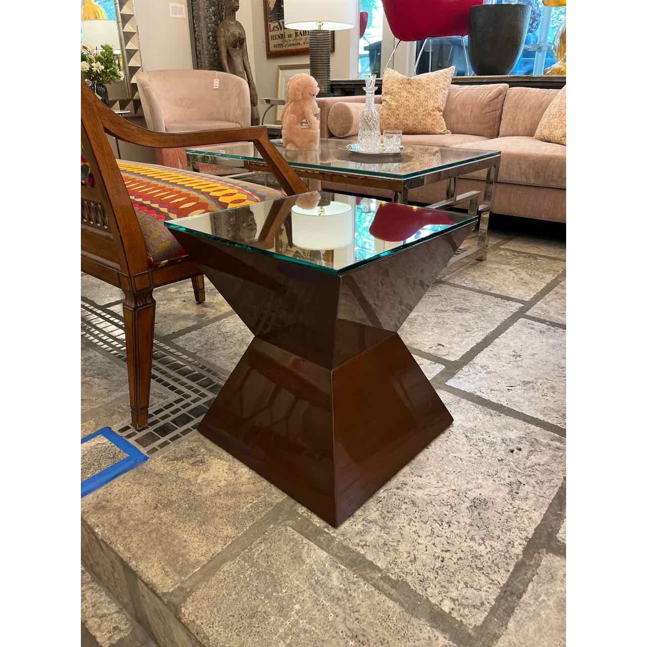 Lacquer and Glass Side Table