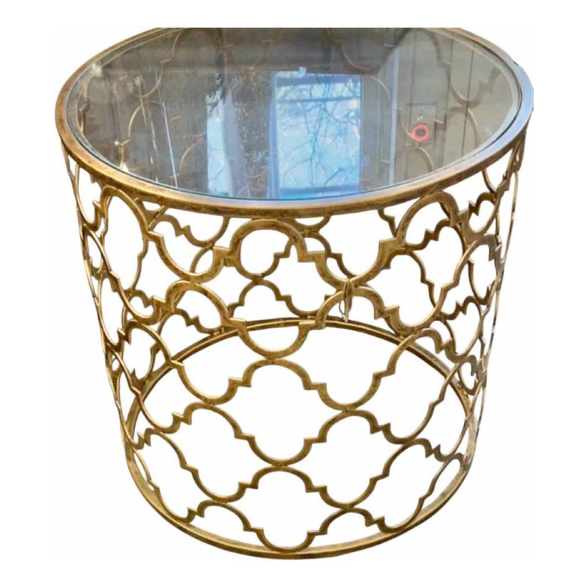 Glass & Gold Metal End Table w/ Glass Top