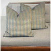 Pair of Blue & Gold Stripe Velvet Square Pillows