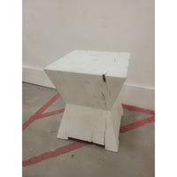 White Wood Solid Block Side Table