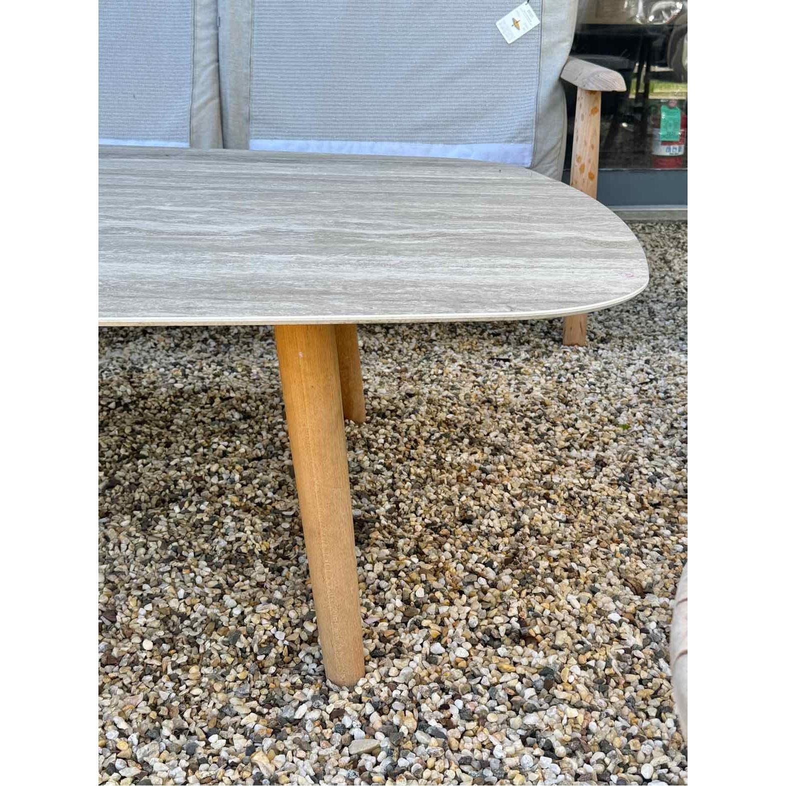 Styletto High Lounge Table w/ Teak Legs and Ceramic Tabletop by Royal Botania