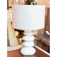 White Ceramic Stacked Stone Table Lamp