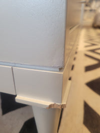 PAIR of 3-Drawer White Nightstands w/ Nickel & Lucite Pulls by Vanguard (AS IS)