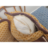 Antique Rattan Sofa w/ Bench Cushion & Pillows (AS IS) - colletteconsignment.com