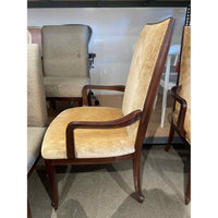 PAIR of Yellow Velvet Armchairs w/ Walnut Panel Backs by Baker