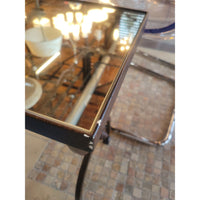 PAIR of Black Metal Nesting Tables w/ Mirror Glass Tops (AS IS)