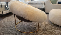 Yeti Beige Sheepskin Cave Chair w/ Ottoman by Timothy Oulton
