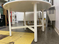 Round White Felt Top Table w/ Glass Top