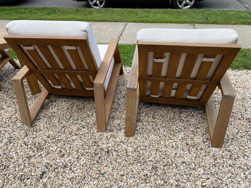 Pair of Outdoor Teak Lounge Chairs