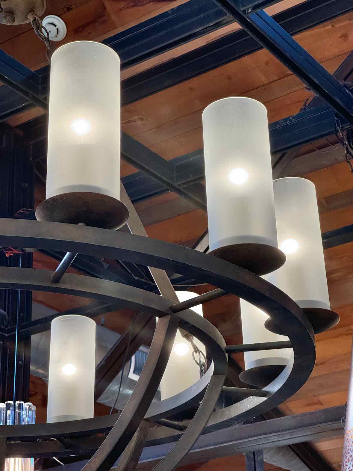12 Light Metal Chandelier w/ Glass Tubes
