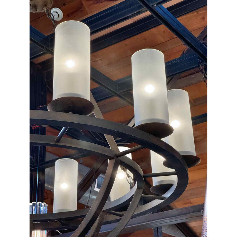 12 Light Metal Chandelier w/ Glass Tubes