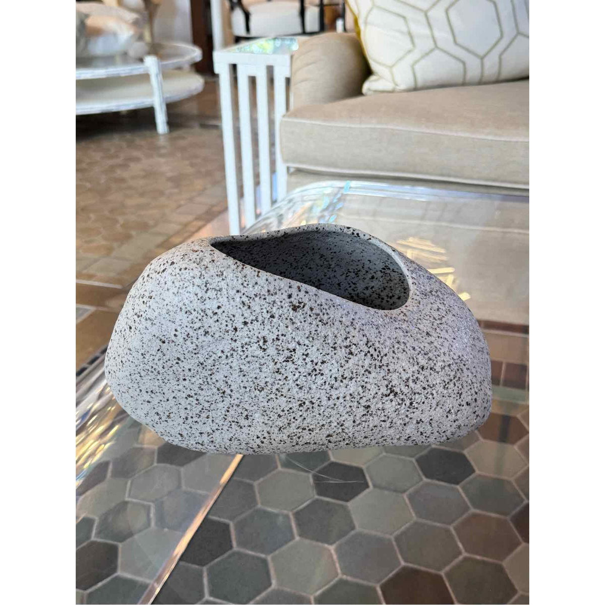Ikebana Gray Rock Sculptural Vase