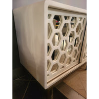 'Wilhelm' White Gesso Sliding Door Credenza w/ Mirror Glass by Mr. Brown