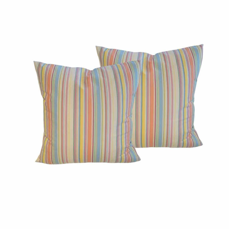 Pair of Cotton Pillows w/ Multicolor Stripe Pattern