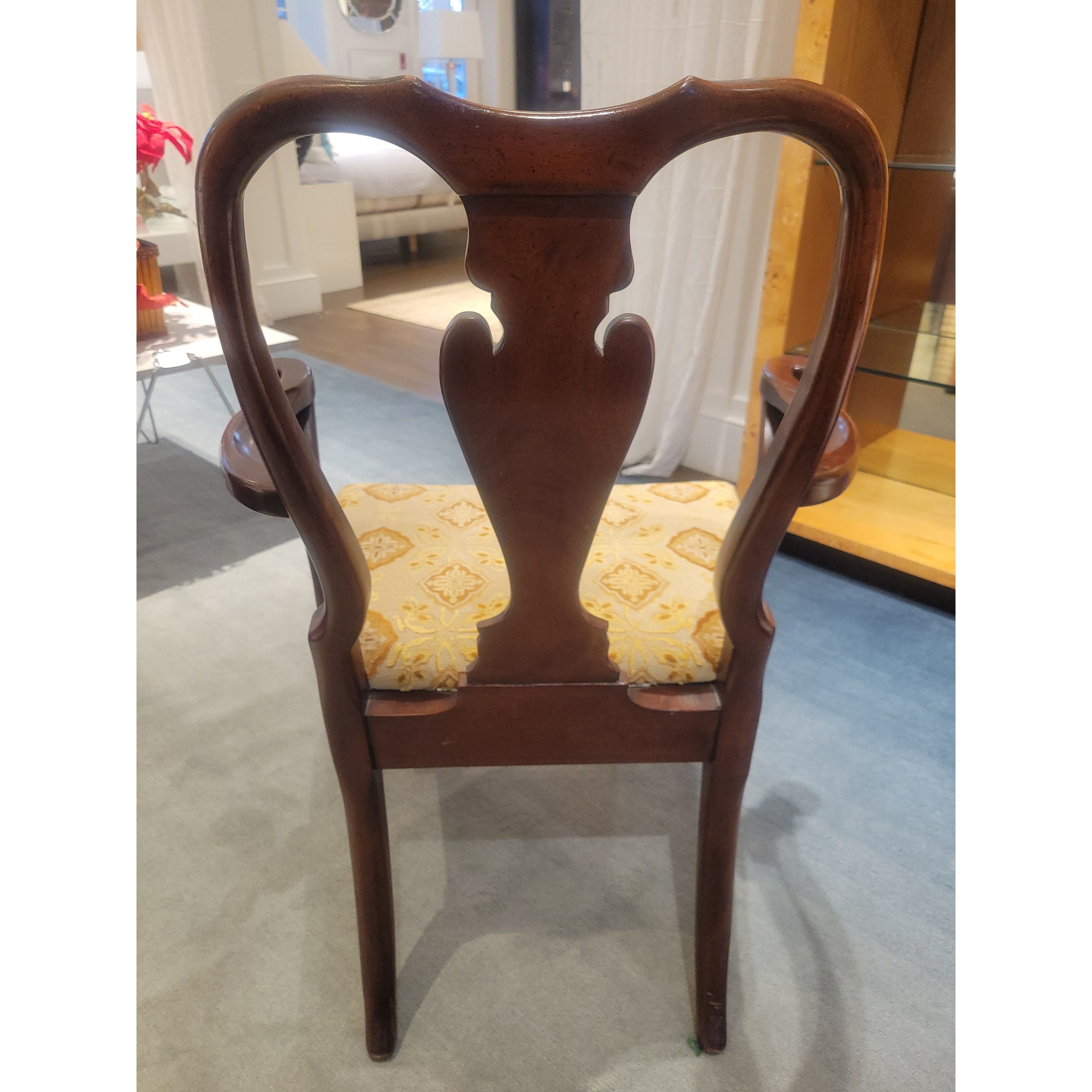 PAIR of Antique Mahogany Queen Anne Chairs w/ Upholstered Seats