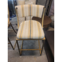 PAIR of Yellow Striped Bar Stools on Brass Bases by Ballard Designs (AS IS)