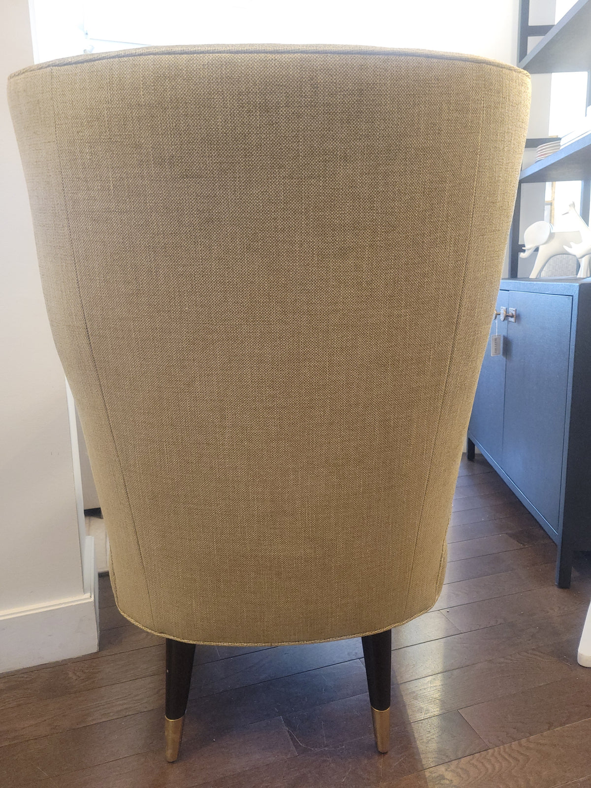 Tan Padrino Wingback Club Chair w/ Brass Feet by Studio Van den Akker