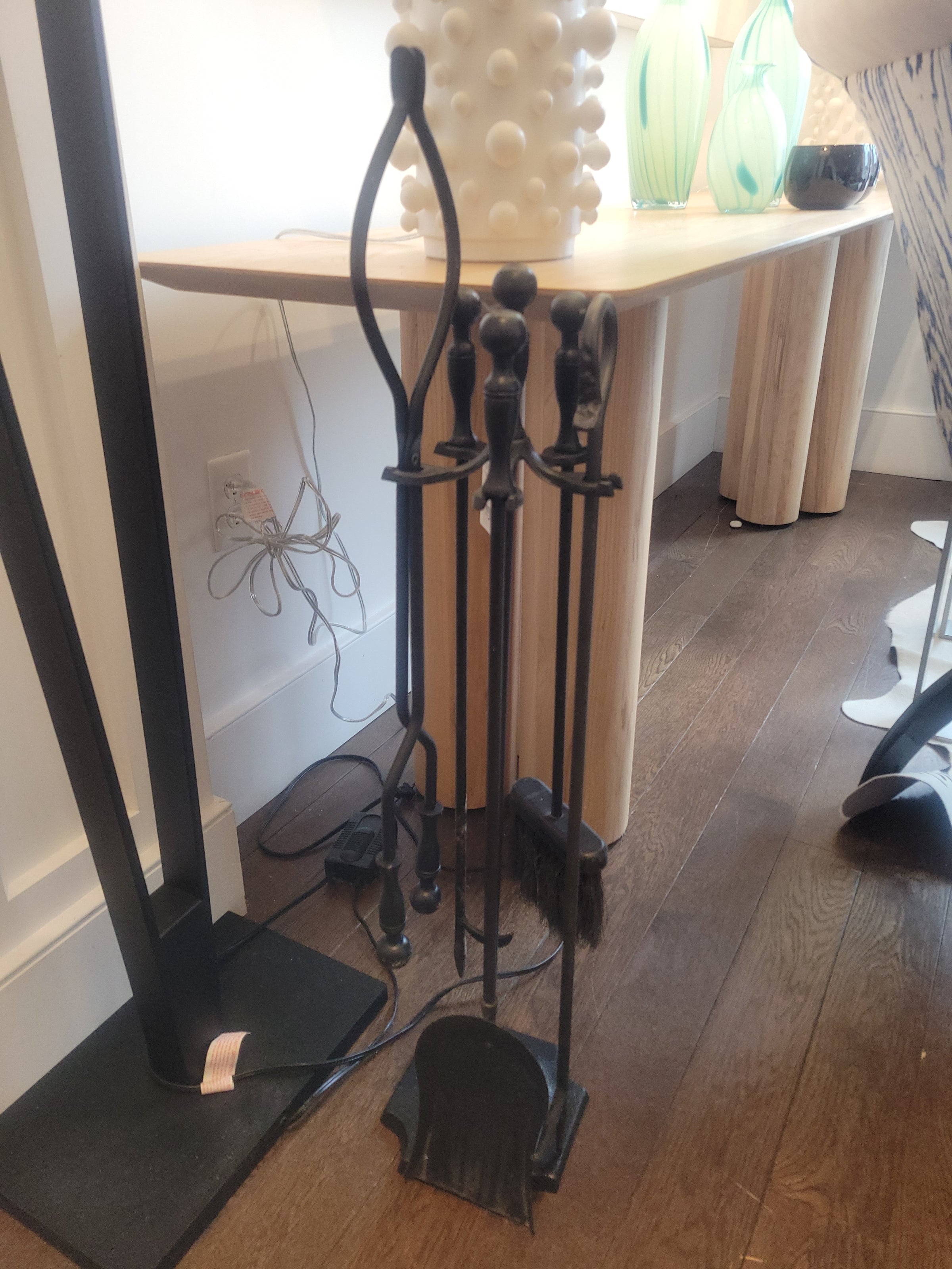 Black Metal Fireplace Tools Set