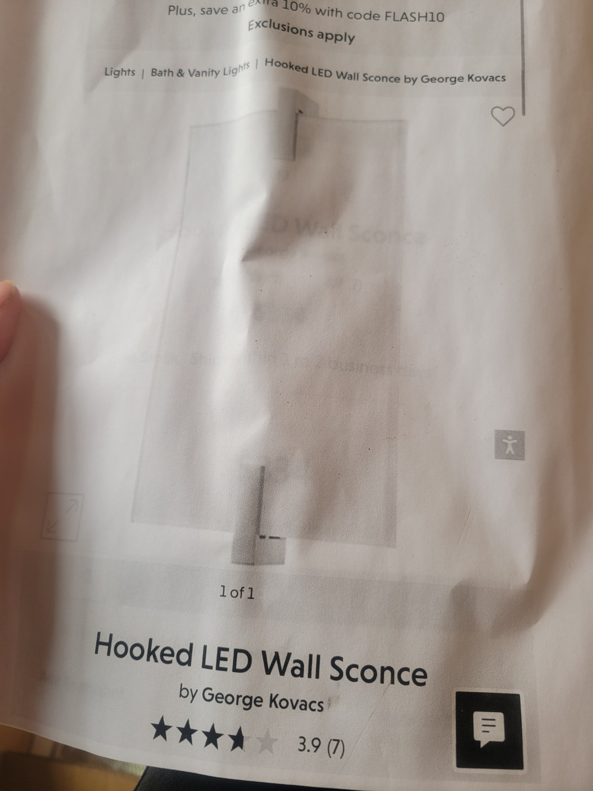 Hooked LED Nickel & Glass Wall Sconce by George Kovacs
