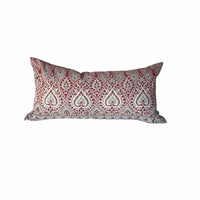 Oversized Rectangular Down-Fill Linen Pillow w/ Red Paisley Pattern