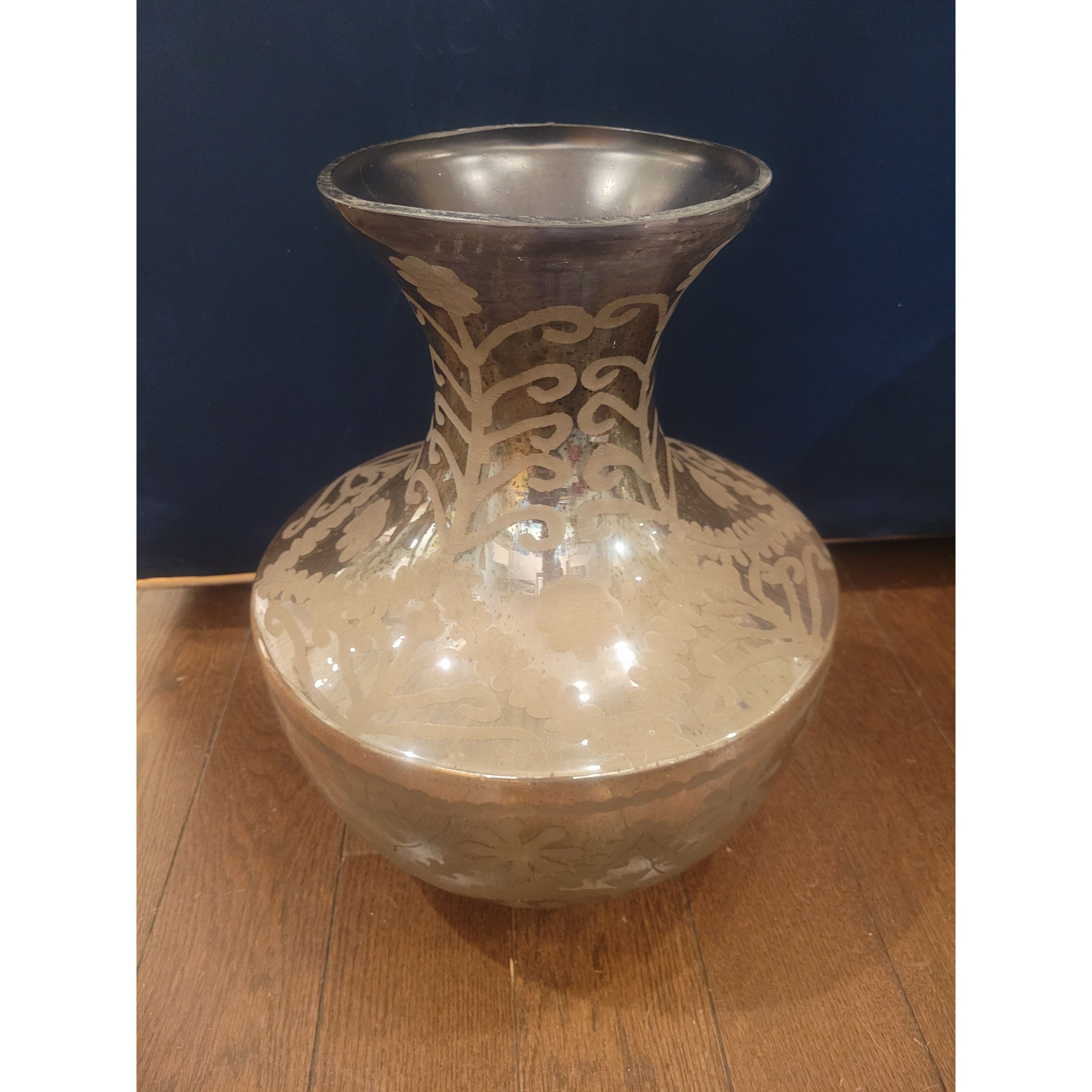 Vintage Etched Mercury Glass Vase