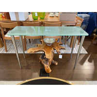 4-ft Crackle Glass Console Table on Metal Legs