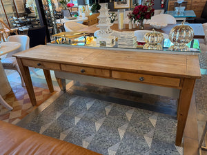 7-ft Pine Plank 3-Drawer Farmhouse Console Table