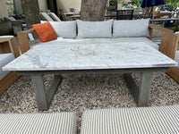 Outdoor Mahogany Coffee Table w/ White Marble Top (AS IS)