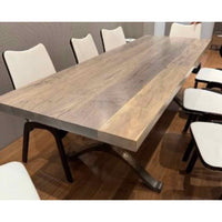 Wood Veneer Dining Table w/ Steel Y Legs