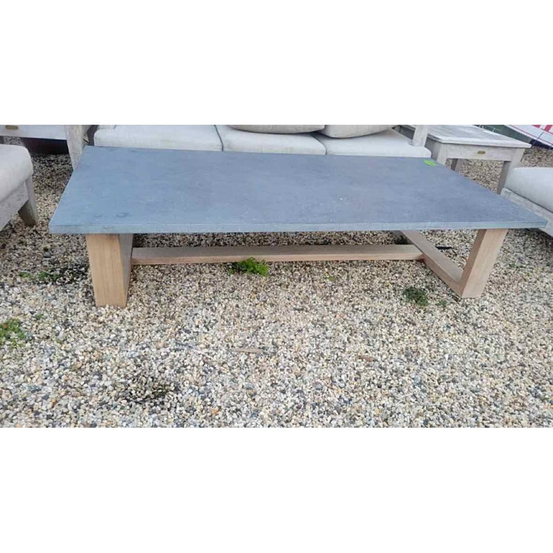 Rectangular Stone Top Teak Coffee Table by Manutti